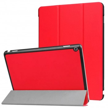 Сегментарный чехол книжка подставка на непрозрачной поликарбонатной основе для Huawei MediaPad M3 Lite 10  Красный