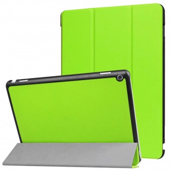 Сегментарный чехол книжка подставка на непрозрачной поликарбонатной основе для Huawei MediaPad M3 Lite 10  Зеленый