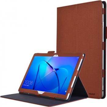 Чехол книжка подставка с рамочной защитой экрана, крепежом для стилуса и тканевым покрытием для Huawei MediaPad M3 Lite 10 