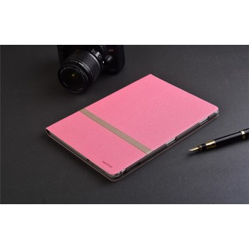 Чехол книжка подставка текстура Линии на непрозрачной поликарбонатной основе для Huawei MediaPad M3 Lite 10  Розовый