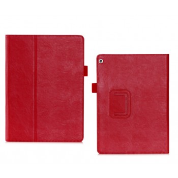 Чехол книжка подставка с рамочной защитой экрана, крепежом для стилуса, отсеком для карт и поддержкой кисти для Huawei MediaPad M3 Lite 10  Красный