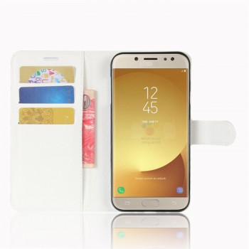 Чехол портмоне подставка на силиконовой основе на магнитной защелке для Samsung Galaxy J7 (2017) Белый