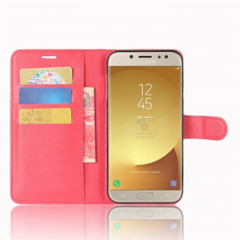Чехол портмоне подставка на силиконовой основе на магнитной защелке для Samsung Galaxy J7 (2017) Красный