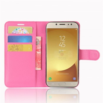 Чехол портмоне подставка на силиконовой основе на магнитной защелке для Samsung Galaxy J7 (2017) Пурпурный