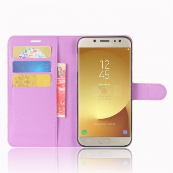 Чехол портмоне подставка на силиконовой основе на магнитной защелке для Samsung Galaxy J7 (2017) Фиолетовый