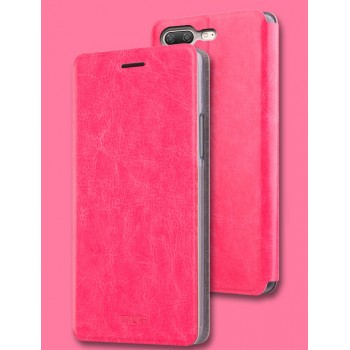Глянцевый водоотталкивающий чехол горизонтальная книжка подставка на силиконовой основе для OnePlus 5 Розовый