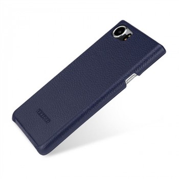Кожаный чехол накладка (премиум нат. кожа) для BlackBerry KEYone  Синий