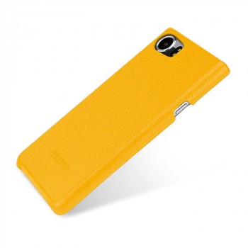 Кожаный чехол накладка (премиум нат. кожа) для BlackBerry KEYone  Желтый
