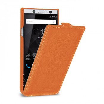 Кожаный чехол вертикальная книжка (премиум нат. кожа) для BlackBerry KEYone  Оранжевый