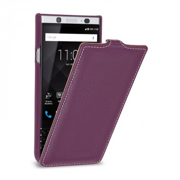 Кожаный чехол вертикальная книжка (премиум нат. кожа) для BlackBerry KEYone  Фиолетовый