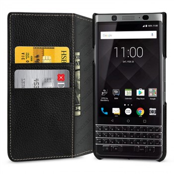 Кожаный чехол портмоне (премиум нат. кожа) для BlackBerry KEYone 