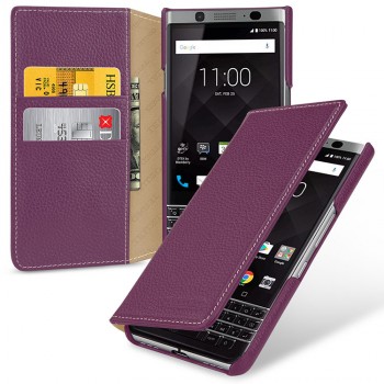 Кожаный чехол портмоне (премиум нат. кожа) для BlackBerry KEYone  Фиолетовый