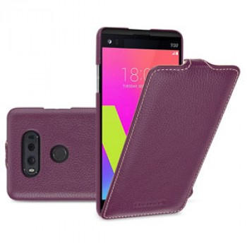 Кожаный чехол вертикальная книжка (премиум нат. кожа) для LG V20  Фиолетовый