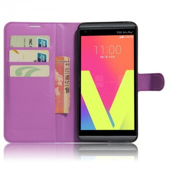 Чехол портмоне подставка на силиконовой основе на магнитной защелке для LG V20  Фиолетовый