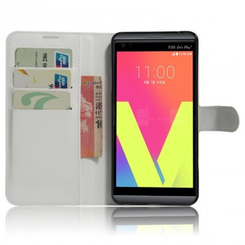 Чехол портмоне подставка на силиконовой основе на магнитной защелке для LG V20  Белый