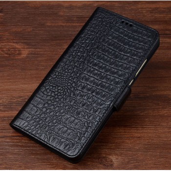 Кожаный чехол портмоне подставка (премиум нат. кожа крокодила) с крепежной застежкой для ASUS ZenFone AR Черный