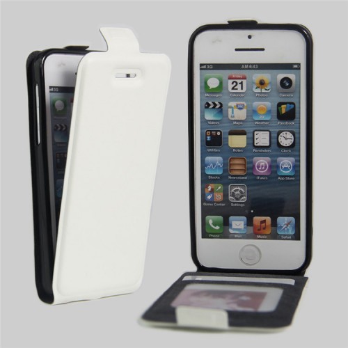 Чехол вертикальная книжка на силиконовой основе с отсеком для карт на магнитной защелке для Iphone 5c, цвет Белый