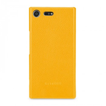 Кожаный чехол накладка (премиум нат. кожа) для Sony Xperia XZ Premium  Желтый