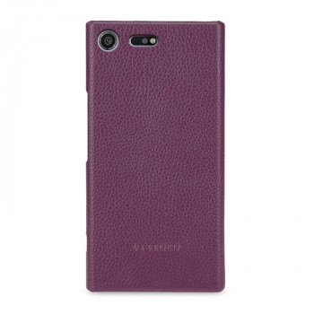 Кожаный чехол накладка (премиум нат. кожа) для Sony Xperia XZ Premium  Фиолетовый