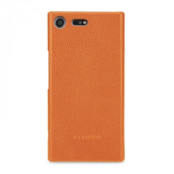 Кожаный чехол накладка (премиум нат. кожа) для Sony Xperia XZ Premium  Оранжевый