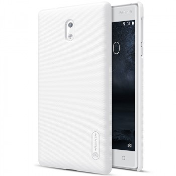 Пластиковый непрозрачный матовый нескользящий премиум чехол с повышенной шероховатостью для Nokia 3  Белый