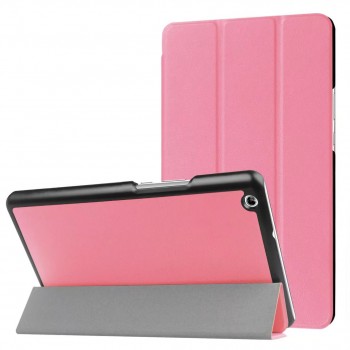 Сегментарный чехол книжка подставка на непрозрачной поликарбонатной основе для Huawei MediaPad M3 Lite 8 Розовый