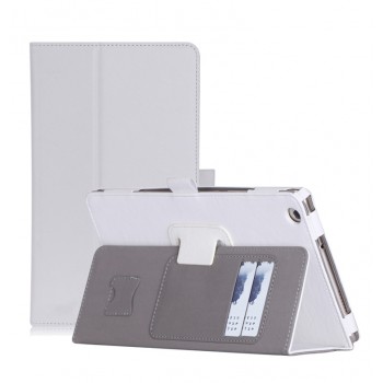 Чехол книжка подставка с рамочной защитой экрана, крепежом для стилуса, отсеком для карт и поддержкой кисти для Huawei MediaPad M3 Lite 8 Белый