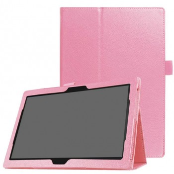 Чехол книжка подставка с рамочной защитой экрана и крепежом для стилуса для Lenovo Tab 4 10/10 Plus Розовый