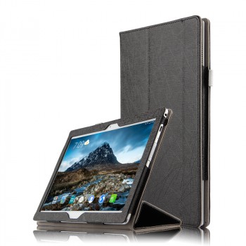 Сегментарный чехол книжка подставка с рамочной защитой экрана и крепежом для стилуса для Lenovo Tab 4 10  Черный