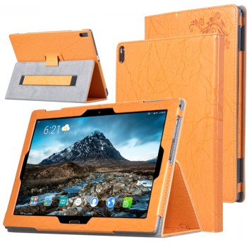 Чехол книжка подставка текстура Узоры с рамочной защитой экрана для Lenovo Tab 4 10 Оранжевый
