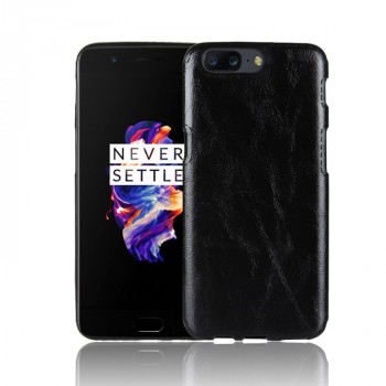 Чехол задняя накладка для OnePlus 5 с текстурой кожи Черный