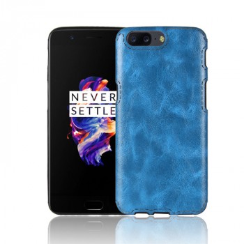 Чехол задняя накладка для OnePlus 5 с текстурой кожи Синий