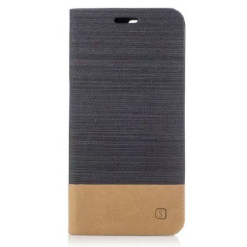 Чехол портмоне подставка на силиконовой основе с отсеком для карт и тканевым покрытием для OnePlus 5 