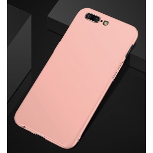 Пластиковый непрозрачный матовый чехол с допзащитой торцов для OnePlus 5 Розовый