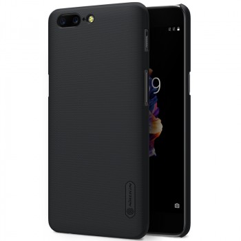 Пластиковый непрозрачный матовый нескользящий премиум чехол для OnePlus 5  Черный