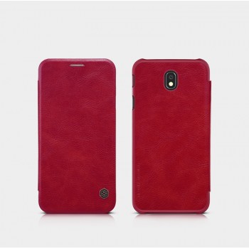 Винтажный чехол горизонтальная книжка на пластиковой основе с отсеком для карт для Samsung Galaxy J7 (2017)  Красный