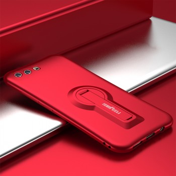 Силиконовый матовый непрозрачный чехол с встроенной ножкой-подставкой для Huawei Honor 9  Красный