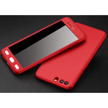 Пластиковый непрозрачный матовый чехол сборного типа с улучшенной защитой элементов корпуса для Huawei Honor 9 Красный