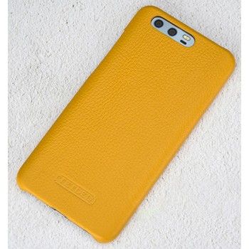 Кожаный чехол накладка (премиум нат. кожа) для Huawei Honor 9  Желтый