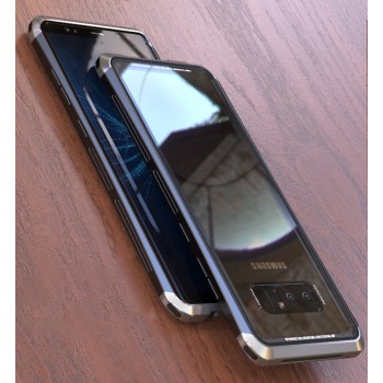 Металлический округлый двухцветный премиум бампер сборного типа с задней крышкой из закаленного защитного стекла для Samsung Galaxy Note 8 Белый