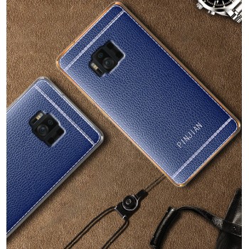 Силиконовый чехол накладка для ASUS ZenFone AR с текстурой кожи Синий