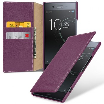 Кожаный чехол портмоне (премиум нат. кожа) для Sony Xperia XZ Premium  Фиолетовый