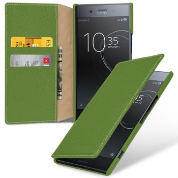 Кожаный чехол портмоне (премиум нат. кожа) для Sony Xperia XZ Premium  Зеленый
