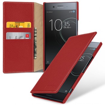 Кожаный чехол портмоне (премиум нат. кожа) для Sony Xperia XZ Premium  Красный