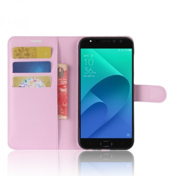 Чехол портмоне подставка для ASUS ZenFone 4 Selfie Pro с магнитной защелкой и отделениями для карт Розовый