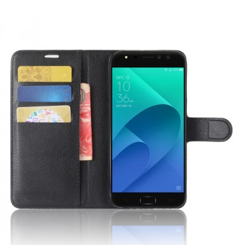 Чехол портмоне подставка для ASUS ZenFone 4 Selfie Pro с магнитной защелкой и отделениями для карт Черный