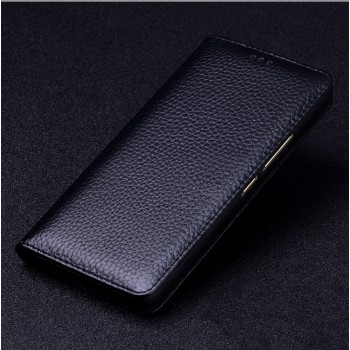 Кожаный чехол горизонтальная книжка (премиум нат. кожа) для Meizu Pro 6 Plus Черный