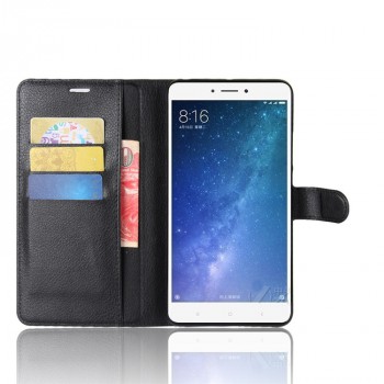 Чехол портмоне подставка на силиконовой основе на магнитной защелке для Xiaomi Mi Max 2  Черный