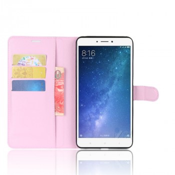Чехол портмоне подставка на силиконовой основе на магнитной защелке для Xiaomi Mi Max 2  Розовый