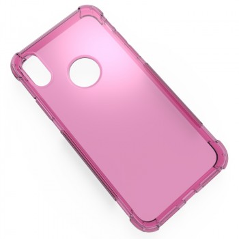 Силиконовый глянцевый полупрозрачный чехол с усиленными углами для Iphone X 10/XS Розовый